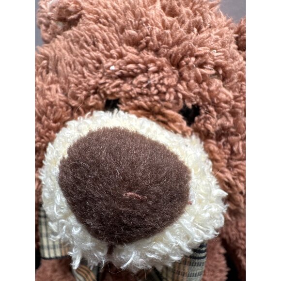 Goffa Int. Adorable Brown Plush Teddy Bear With Plaid Bow Tie For Children Ages - Picture 2 of 8